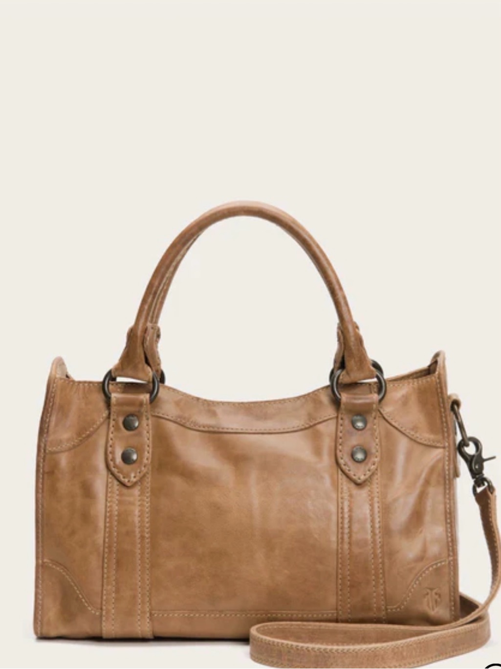 Frye Melissa Washed Leather Satchel Bag Color: Beige